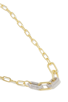 Double Pave Link Chain Necklace, Gold-Plated Brass & Cubic Zirconia
